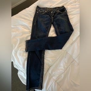 L.A. Idol USA Skinny Bling Jeans Tan Stitching Size 11